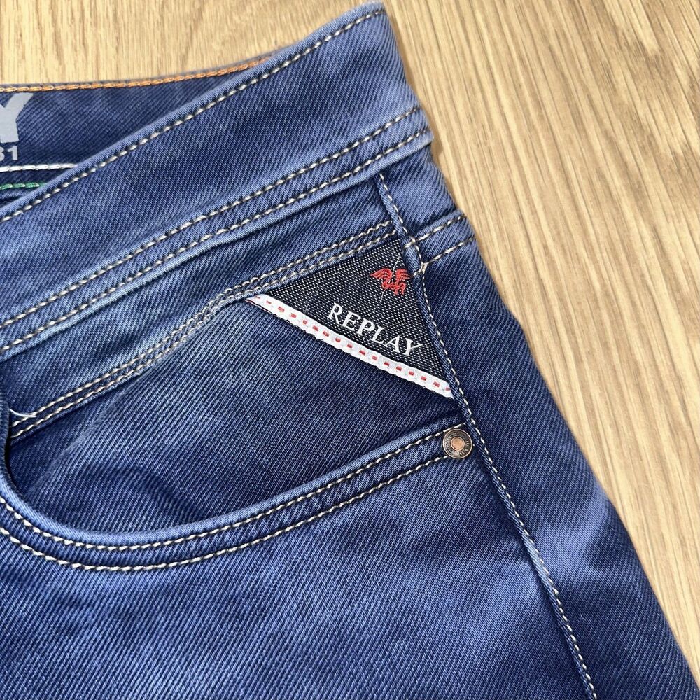 Replay Blue Jeans Designer Y2K Style Faded W34 L30 (Tag Size 34) - Picture 5 of 13